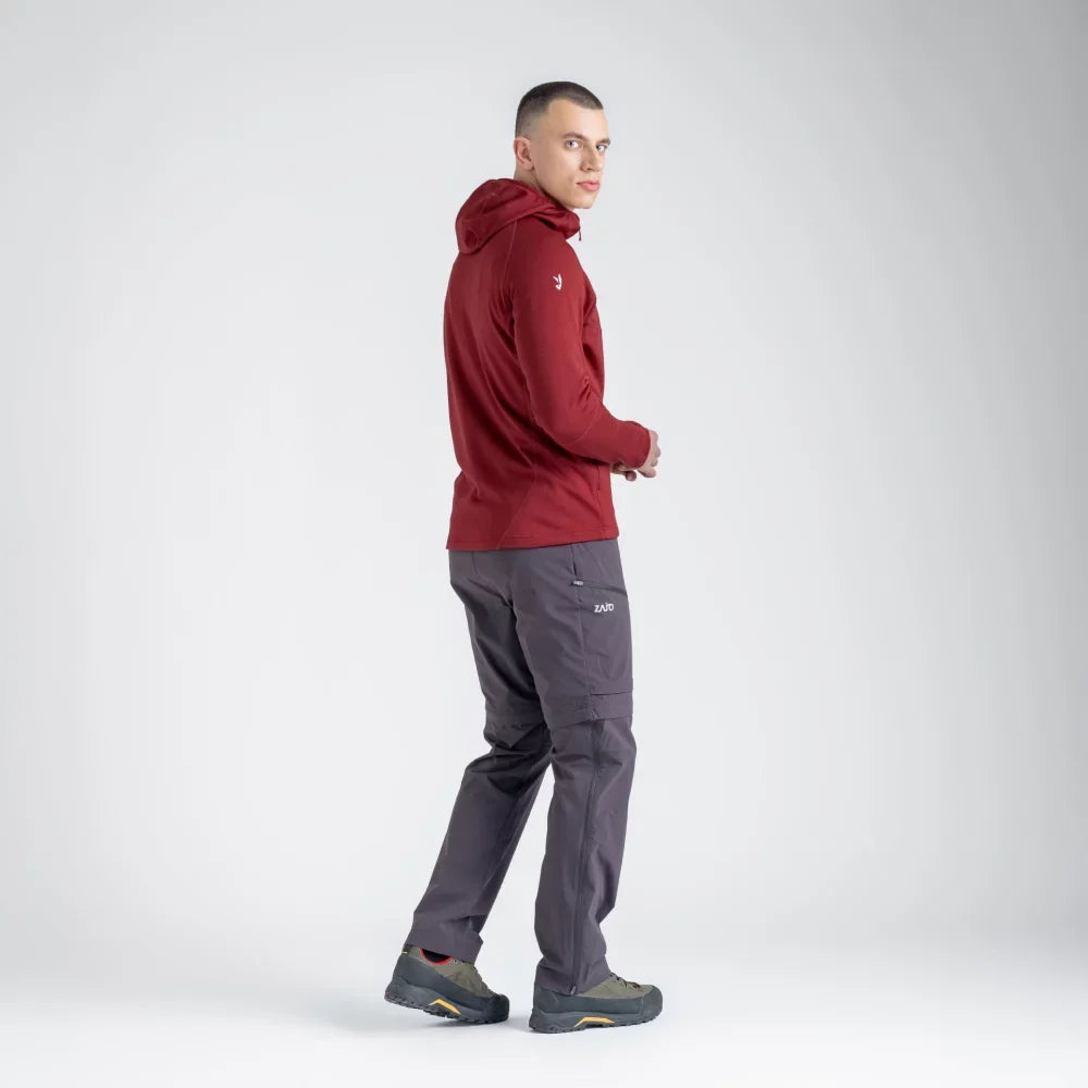 Amiko Men's Fleece Hooded Jacket — Dark Red