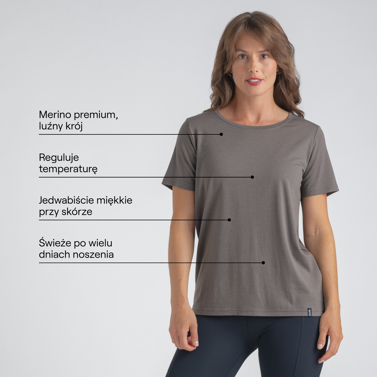 Kora Women's Merino T-shirt — Grey Navy
