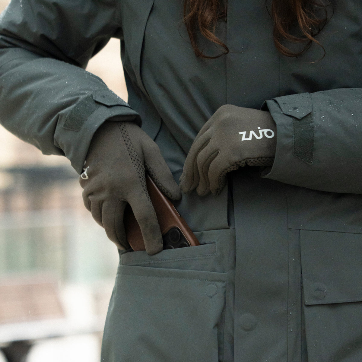 Amiko Fleece Gloves —Grey Navy