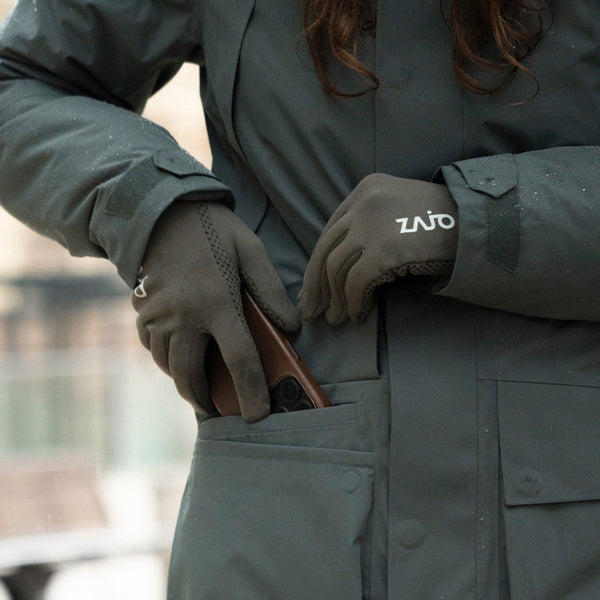 Amiko Fleece Gloves —Grey Navy