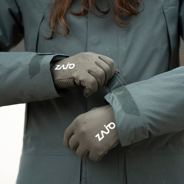Amiko Fleece Gloves —Grey Navy