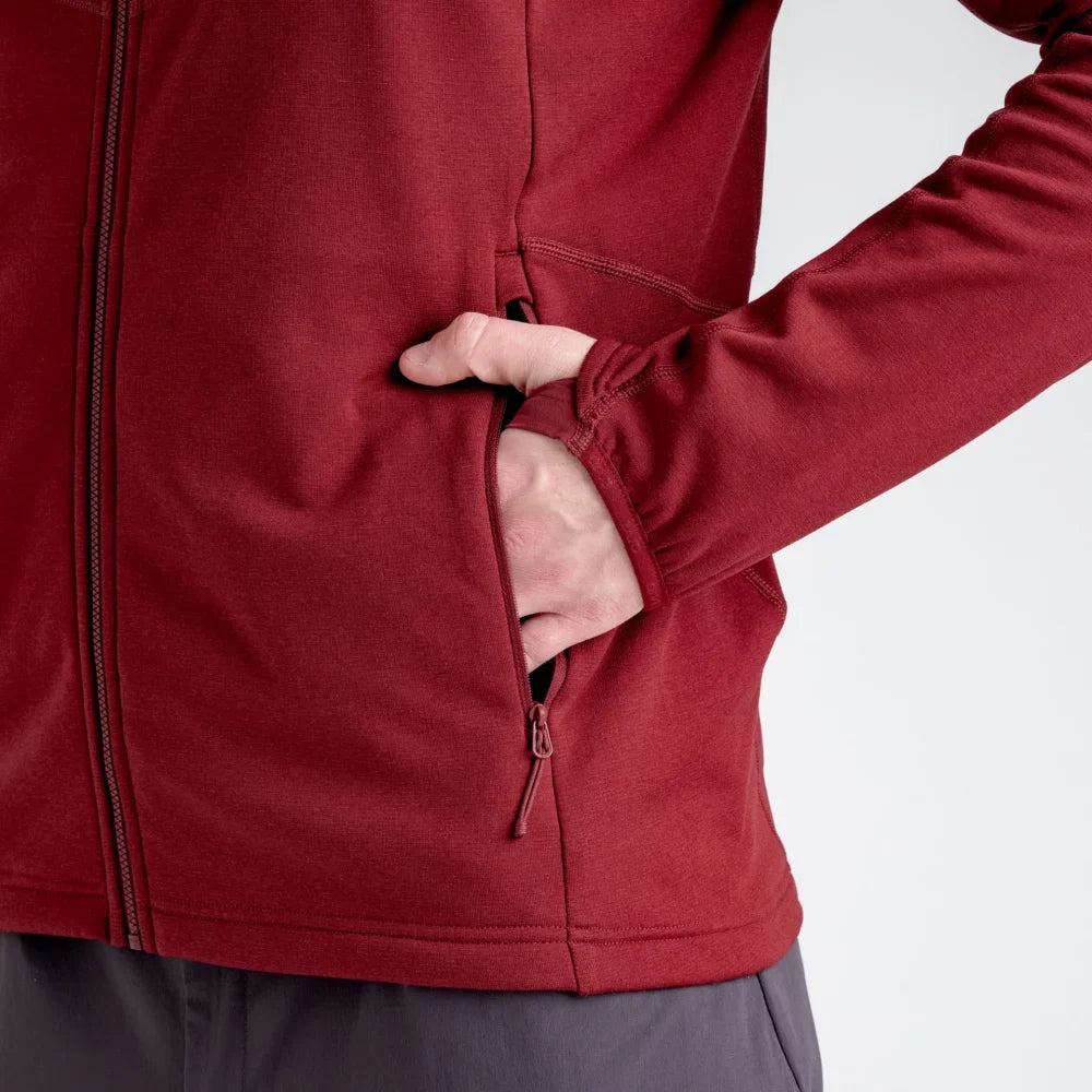 Amiko Men's Fleece Hooded Jacket — Dark Red