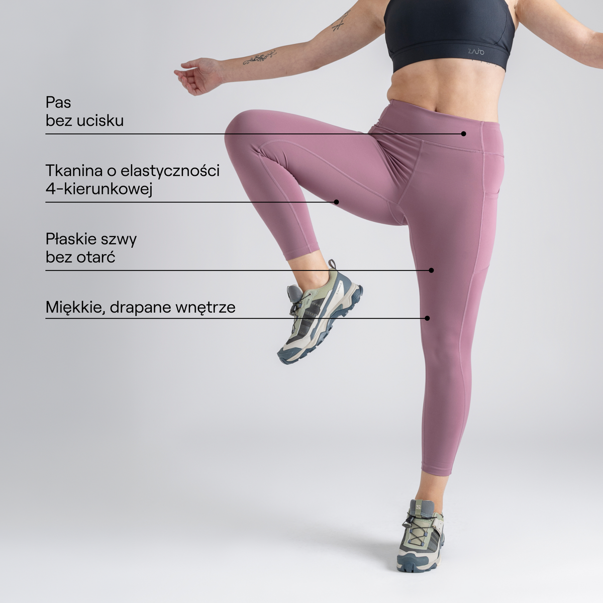 Fluo Women's Ankle Leggings — Light Rose