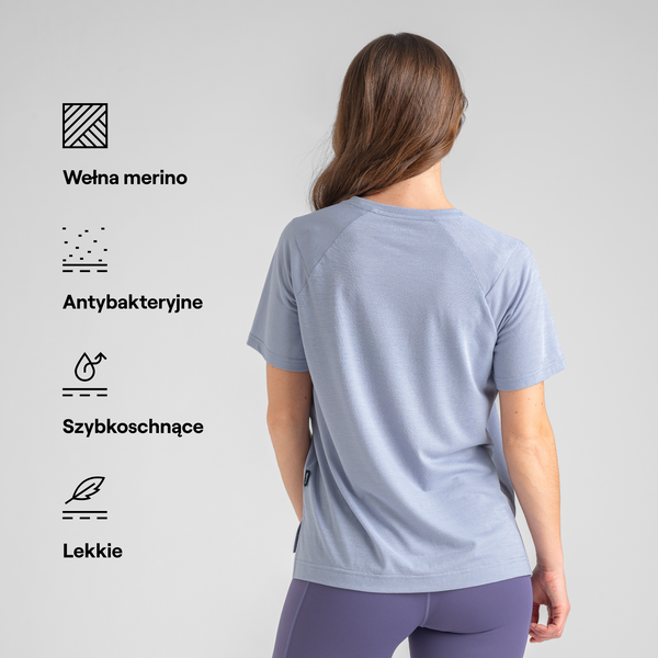 Plumo Women's Merino Light T-shirt — Lila Grey